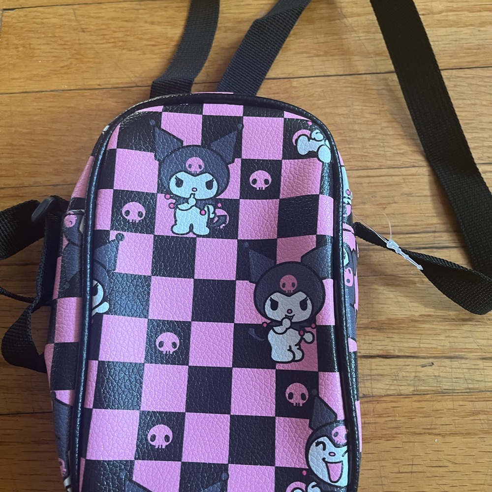 NWOT Kuromi Cute Pink and Black Checkered Kids Camera bag